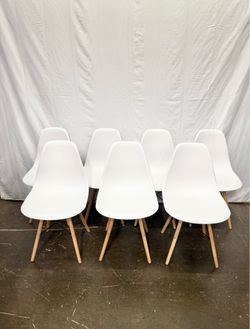 White Mid-Century Modern Shell Side Chair Set of 7