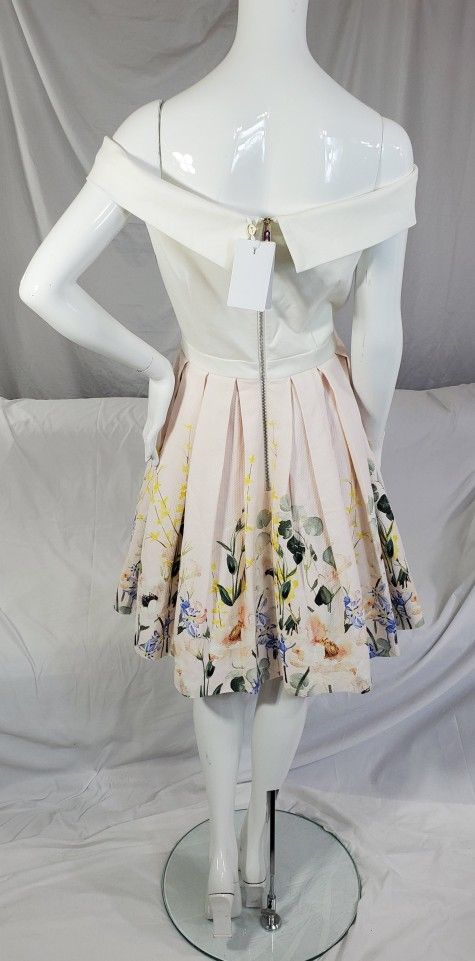 Ted Baker Oceanne Nude Pink Flower Dress With Pockets Size  4