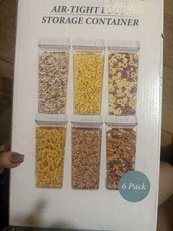 Airtight Food Storage Containers, 6 PC, Clear Plastic Cereal Containers, 1.2 L white