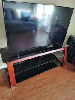 Glass TV Stand with Shelves