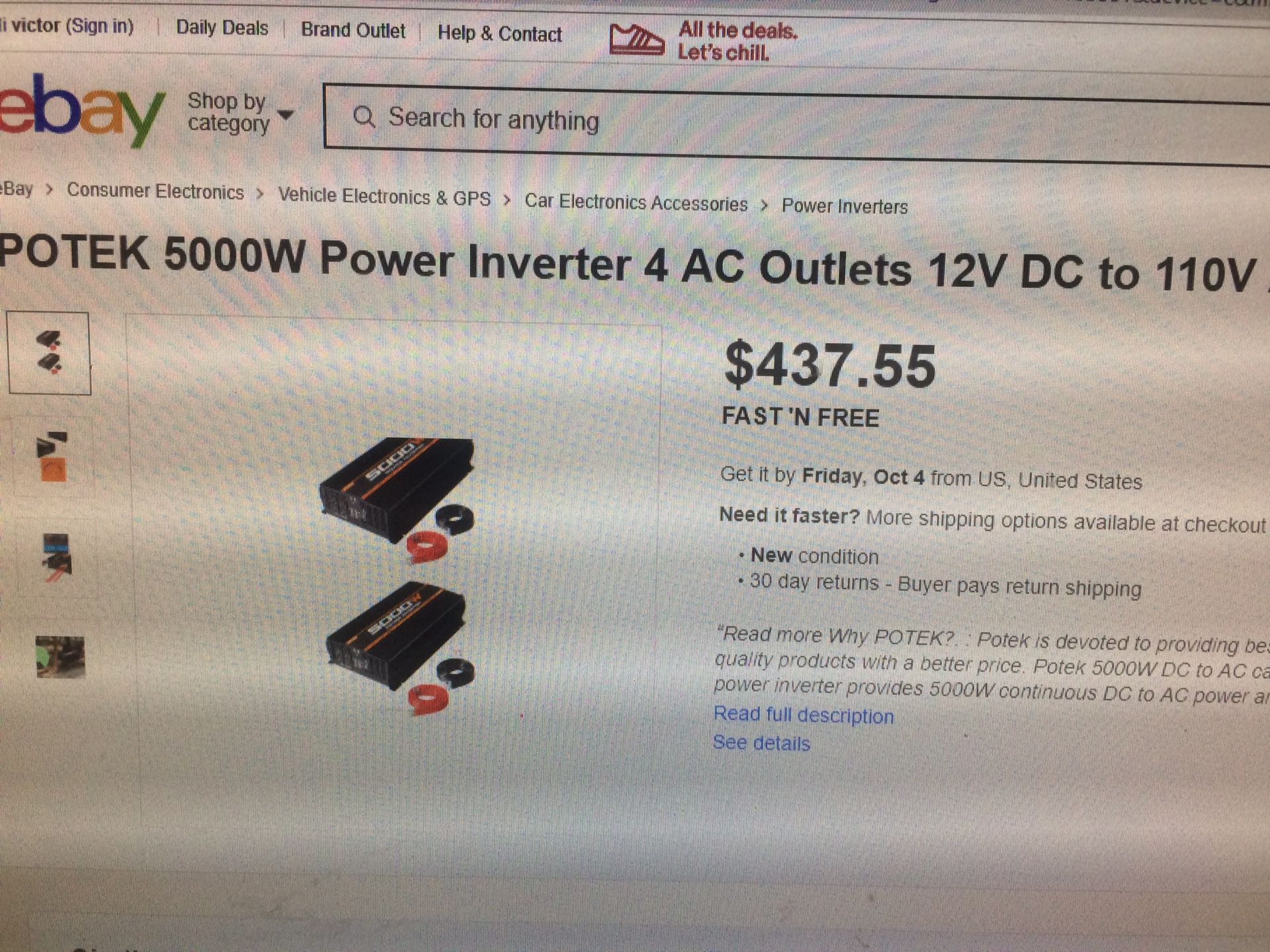 5000 watts power inverter brand new great for Rvs or handy person