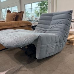 Gray Quilted Recliner Lounge swivel Chair