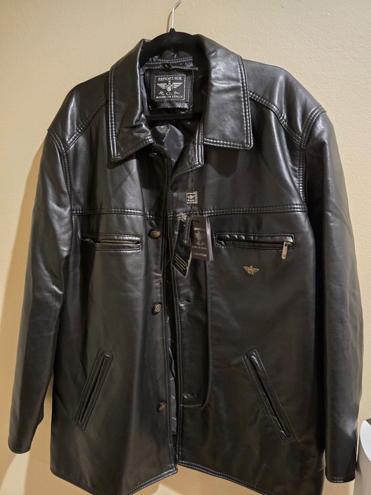 Sale!Brand new! Reportage RGA Authentic Italian Leather Jacket - Extra Large ( reseda ca)
