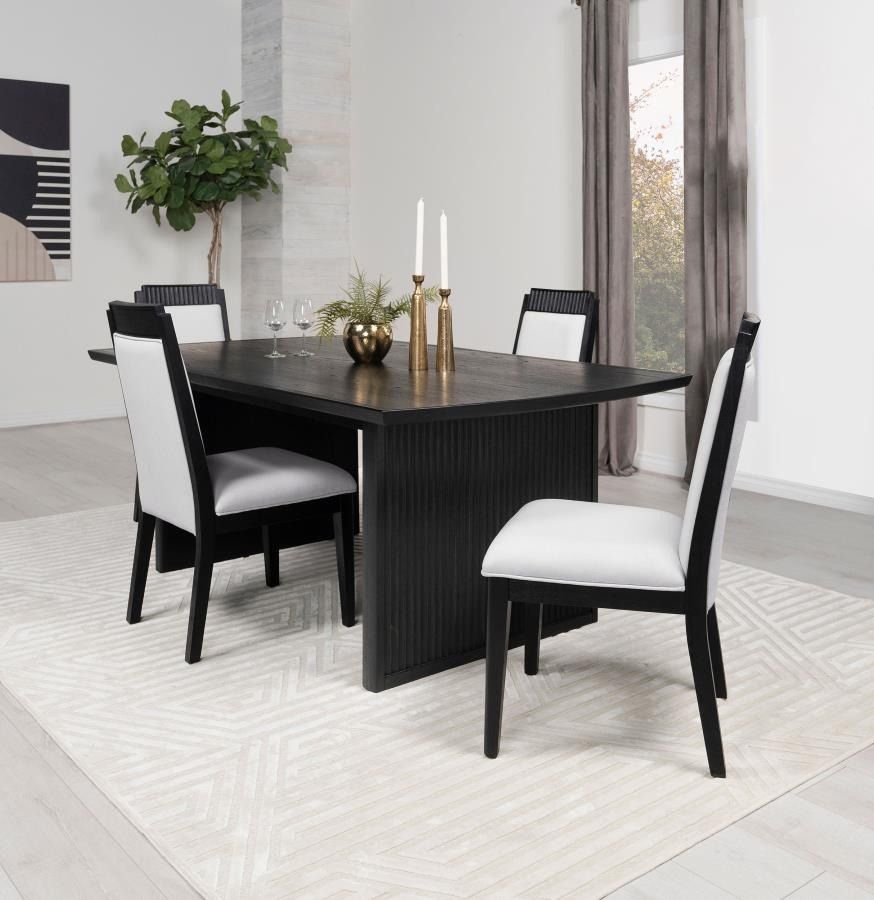 New Dining Table Extends Set Black Or White 5 PCs