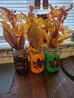 Fall decorated jars