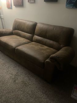 Brown Faux Leather Sofa and Power Recliner Set