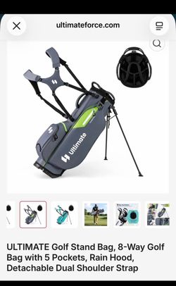 ULTIMATE Golf Stand Bag, 8-Way Golf Bag with 5 Pockets, Rain Hood,