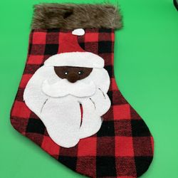 Christmas House Holiday African American Stocking