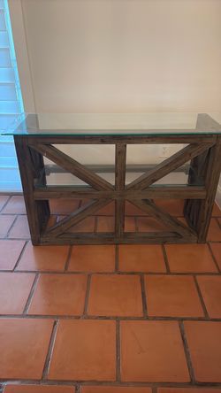 Rustic Wood and Glass Console Table/Bar