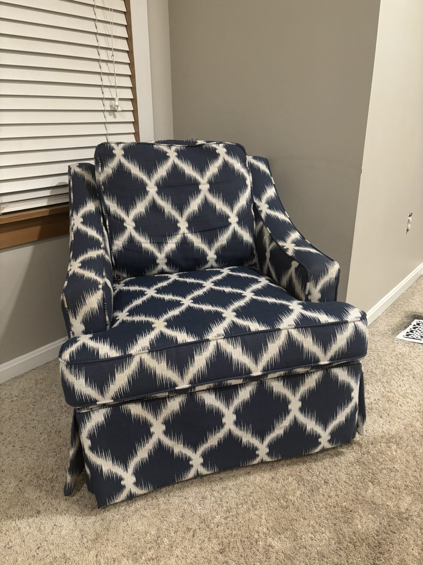 Blue And White Patterned Accent Chair