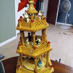 German Christmas Nativity Pyramid Carousel 3 Tier 