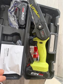 Chainsaw 6 Inch Cordless, 2 Rechargeable Batteries Powered (All 40V Large Capacity) and Charger, 90 Cuts, 3 Chains Electric Chainsaw Handheld for Tree