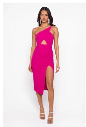New HELLO MOLLY The World Is Yours Midi Dress Hot Pink