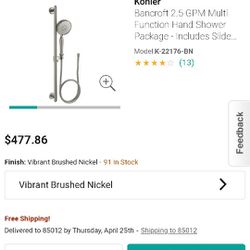 Kohler K-22176-BN Bancroft Handshower Kit, Vibrant Brushed Nickel
