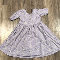 Hanna Andersson Purple Unicorn Skater Dress. Size 120 (6-7).