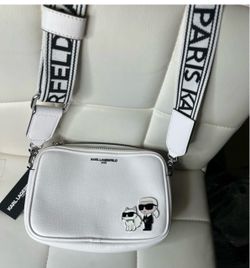 Karl Lagerfeld Paris White Camera Crossbody Bag