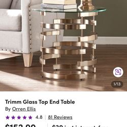 Trim glass top end table