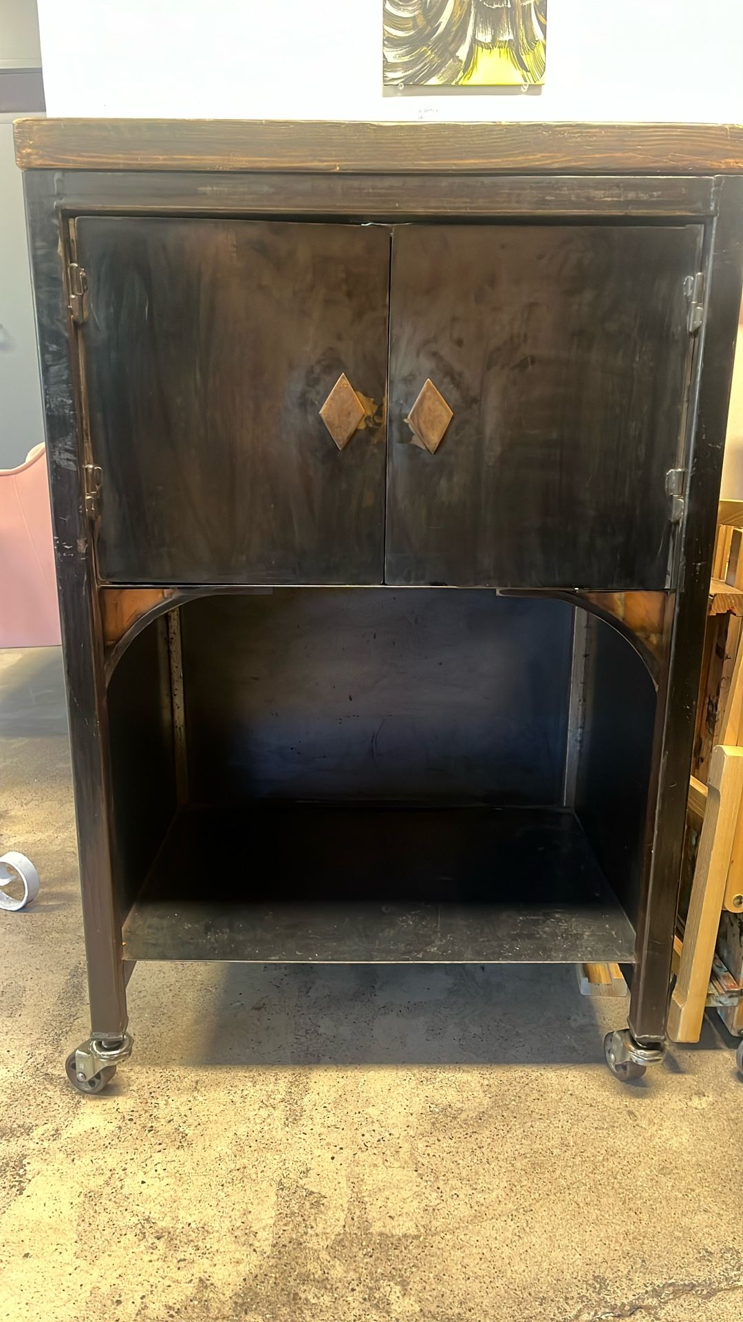 Hand built Steel And Copper Custom Storage Cabinet