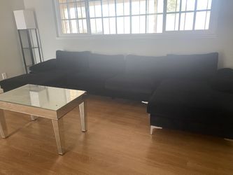 Black Suede Low Profile Sectional