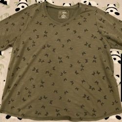 2X  Woman's Sonoma Olive V-Neck Butterfly Long Sleeve Top NWOT