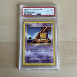 1999 Pokemon Cards TCG Abra Shadowless Base Set PSA 8