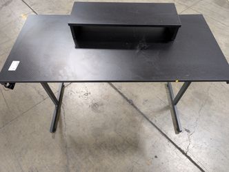 Modern Black Computer Desk with Monitor Riser