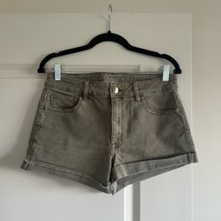 American Eagle Green  Hi Rise Shortie Shorts Size 8