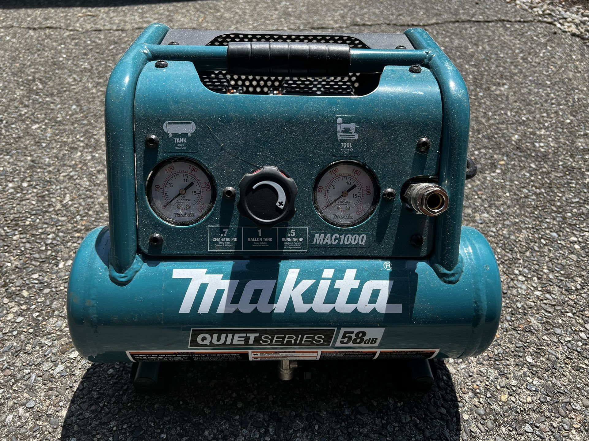 Used | Makita Air Compressor. Makita MAC100Q Quiet Series, 1/2 HP, 1 Gallon