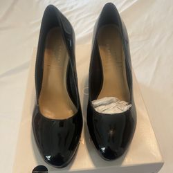 Black pantin leather heels