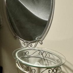 Silver Mirror And Side Table
