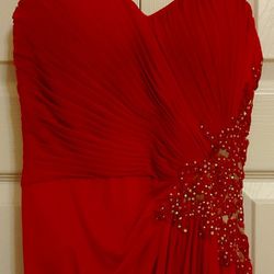 Red Long Cocktail Dress Size 4 NWT 