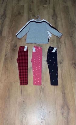 Old Navy Toddler Girl’s Leggings and Long Sleeve Solid Color Shirts, Size 2t
