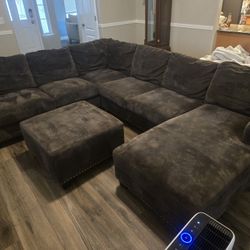 Brown Sectional With Ottoman