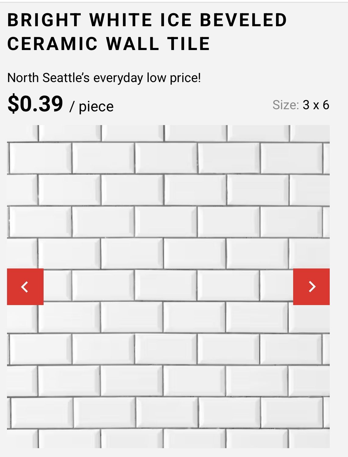 Bright White Ice Beveled Ceramic Wall Tile