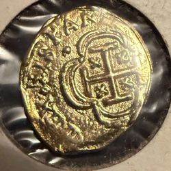 1(contact info removed) Spain Cob 1 Escudos Gold Cross Coin  - Rare!