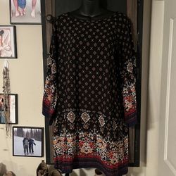 Risesun Women’s Bohemian Vintage Printed Ethnic Style Loose Casual Dress