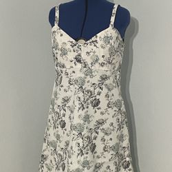 Handmade Blue And Grey Floral Dress