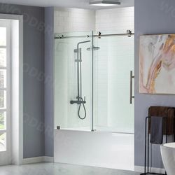60 Wide X 62 Higth Single Sliding Frameless Bathtub Door With 3/8" Clear Tempered