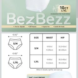 Disposable Period Underwear for Women Plus Size L/XL, 360° Leak Proof Period Panties for Heavy Flow, Overnight Postpartum and Incontinence Pads, Odor 
