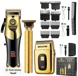 Hair Clipper & Trimmer Kit USB Rechargeable Barber Set Adjustable Blade Hair Clippers, and Professional Men's Trimmer Hair Cutting Kits