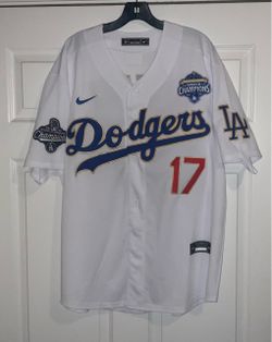 Los Angeles Dodgers Shohei Ohtani #17 Gold Label World Series Jersey with Back 2 Back Patches Adult Men's Size Large new with tags