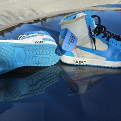 Off-White x Air Jordans 1 Retro High OG 'UNC'.