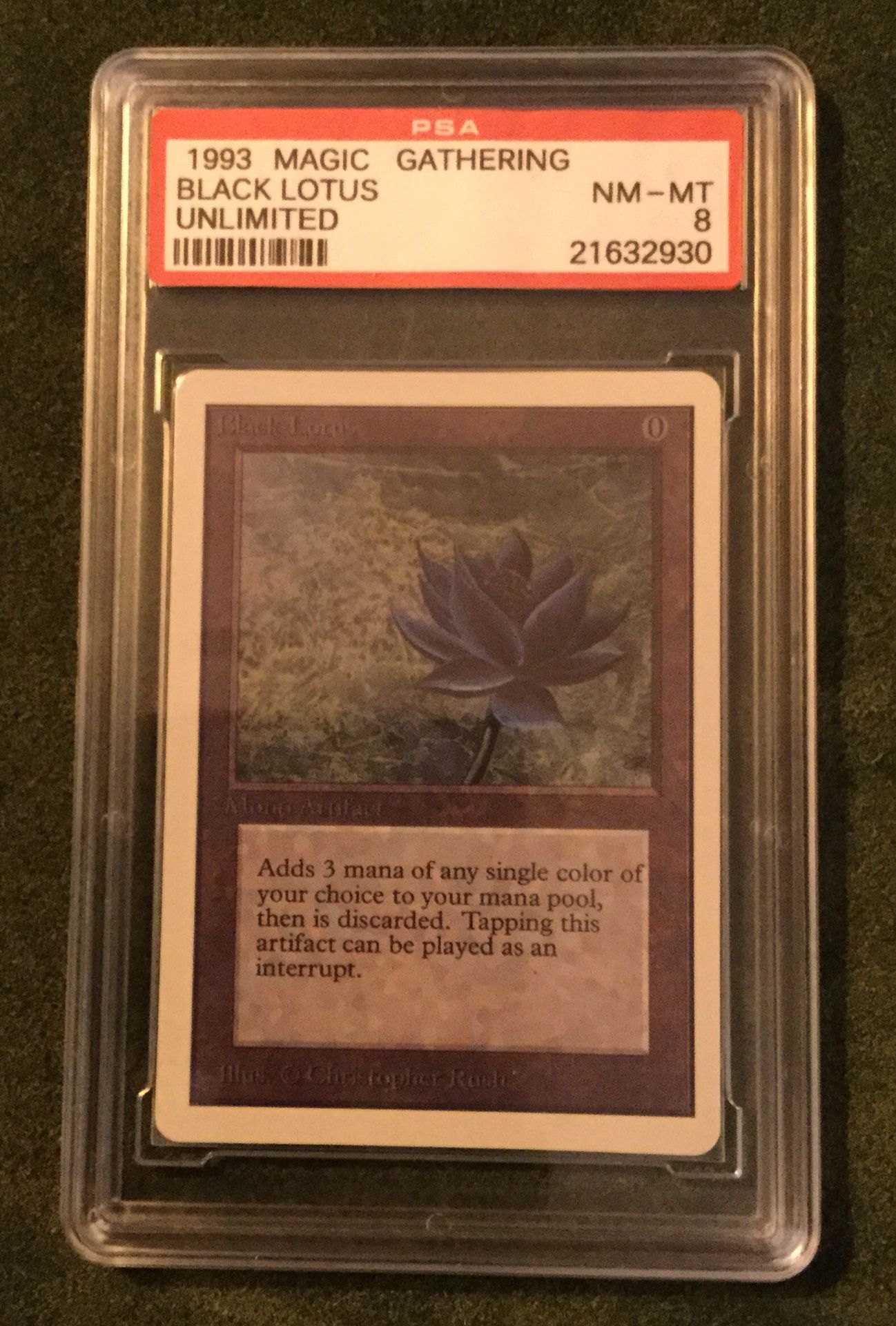 Magic the Gathering Unlimited Black Lotus PSA Graded NM-MT 8!