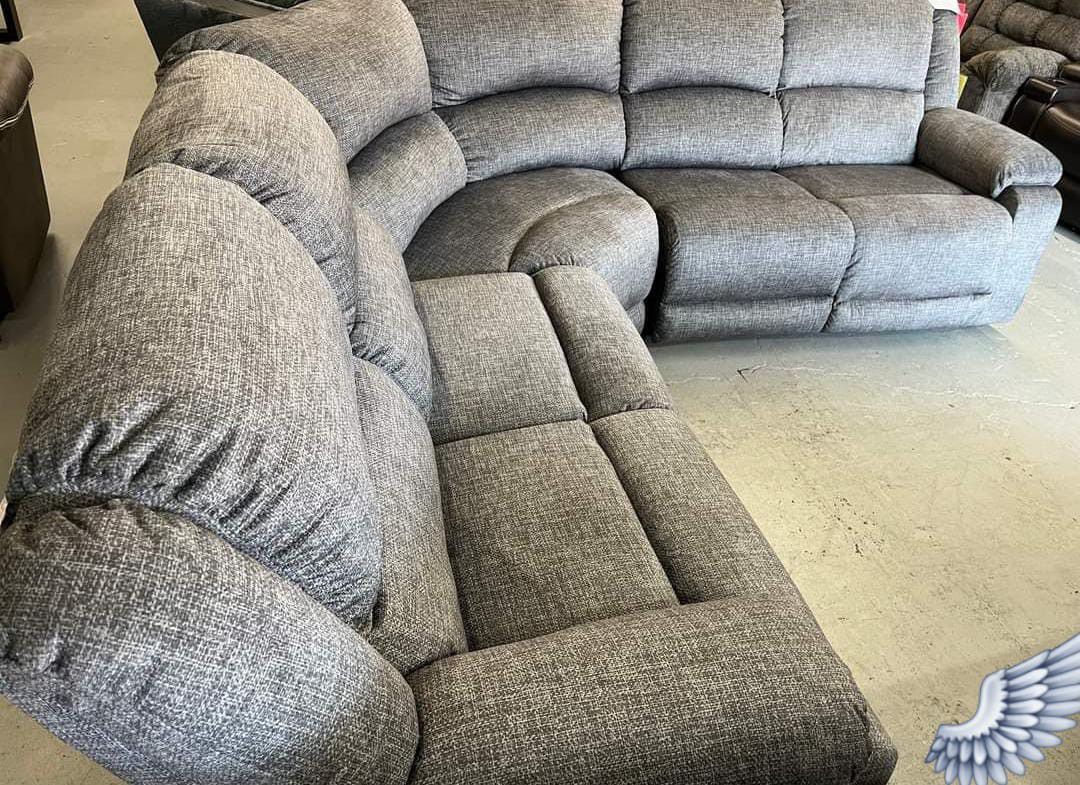 Goalie Pewter Reclining Sectional Sofa Couch With İnterest Free Payment Options 