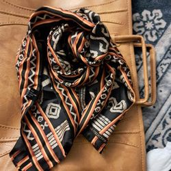 VINTAGE UN Plaza Park Hyatt Ikat Silk Scarf Persian Tribal Moroccan PrintWrap yourself in the luxurious warmth of silk with this Vintage UN Plaza Park
