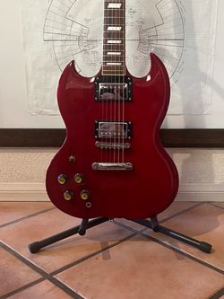 Left-Handed Stagg SG-type G300-TCH Translucent Cherry Red 6 String Electric Guitar Fully Set Up with New Strings FREE TUNER