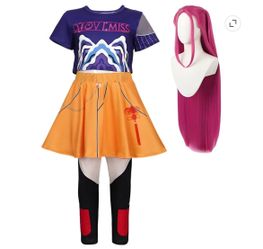 Kpop Demon Hunter Kids Girls Costume & Wig MIRA SIZE 9-10 Years