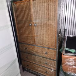 Beautiful (Pier 1) Brown Steel Rattan-style Armoire 