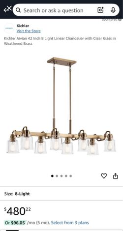 NEW Kichler 8-Light Linear Chandelier – Weathered Brass (Model 52400WBR)
