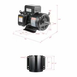 5HP Air Compressor Electric Motor, 230V 25 Amps, 56HZ Frame 3450RPM, 7/8" Keyed Shaft, 2.25" Shaft Length, Single Phase, CCW/CW (Factory Setting is CC